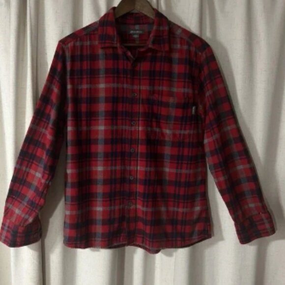 Eddie Bauer Other - Eddie Bauer Flannel Long Sleeve Button Up Shirt Plaid Men's Medium Gray Blue Red
